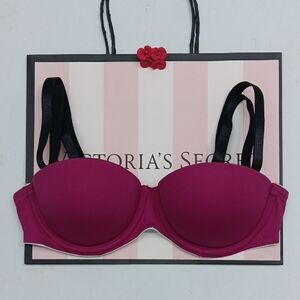 Victoria's Secret Fuchsia Push-Up Bra with Black Straps Wear Everywhere Size32A